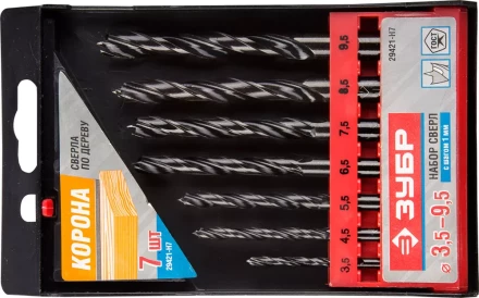 ЗУБР. Набор сверл по дереву, 7шт, 3,5-4,5-5,5-6,5-7,5-8,5-9,5 мм 29421-H7 купить в Надыме