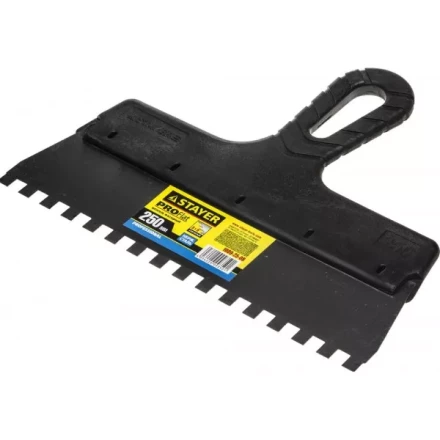 Шпатель STAYER "PROFESSIONAL" нержавеющий зубчатый с пластмассовой ручкой, 250мм, зуб 8х8мм 1009-25-08 купить в Надыме