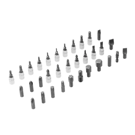 Набор инструментов Denzel, 1/2", 1/4", CrV, S2, пластиковый кейс, 82 предмета 15809 купить в Надыме