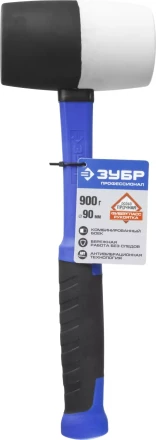 Киянка ЗУБР "ПРОФЕССИОНАЛ" резиновая черно-белая, с фиберглассовой ручкой, 900г 20532-900 купить в Надыме