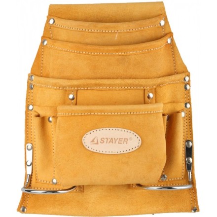 Сумка поясная STAYER PROFESSIONAL для инструментов, кожаная, 10 карманов, 2 скобы 38517 купить в Надыме