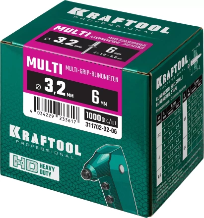 Заклепки многозажимные KRAFTOOL 311702-32-06 купить в Надыме