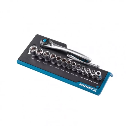 Набор торцевых головок трещотка 120 зубьев 36 предметов 1/4" CrV Gross 14142 купить в Надыме