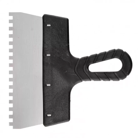 Шпатель из нержавеющей стали 200 мм зуб 6 х 6 мм пластмассовая ручка Россия 85158 купить в Надыме