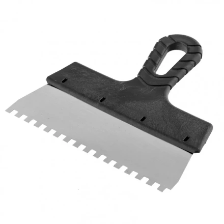 Шпатель из нержавеющей стали 200 мм зуб 6 х 6 мм пластмассовая ручка Россия 85158 купить в Надыме