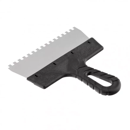 Шпатель из нержавеющей стали 200 мм зуб 6 х 6 мм пластмассовая ручка Россия 85158 купить в Надыме