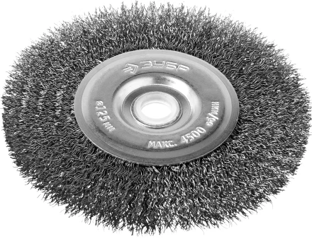 ЗУБР "ПРОФЕССИОНАЛ". Щетка дисковая для точильно-шлифовального станка, витая стальная проволока 0,3мм, 125х12,7мм 35185-125_z02 купить в Надыме