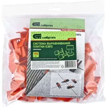 Система выравнивания плитки СВП - зажим 100 штук (пакет ПЭНД) СИБРТЕХ 88055 купить в Надыме
