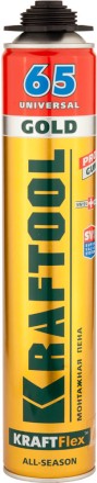 Пена &quot;GOLD 65&quot; профессиональная, монтажная, пистолетная, всесезонная, 850мл, KRAFTOOL 41194 купить в Надыме