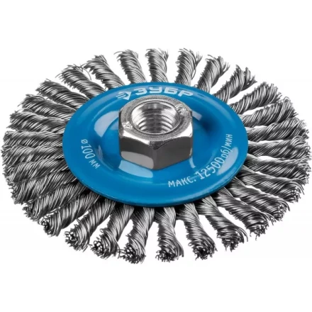 ЗУБР "ПРОФЕССИОНАЛ". Щетка дисковая для УШМ, плетеные пучки стальной проволоки 0,5мм, 100ммхМ14 35192-100_z02 купить в Надыме