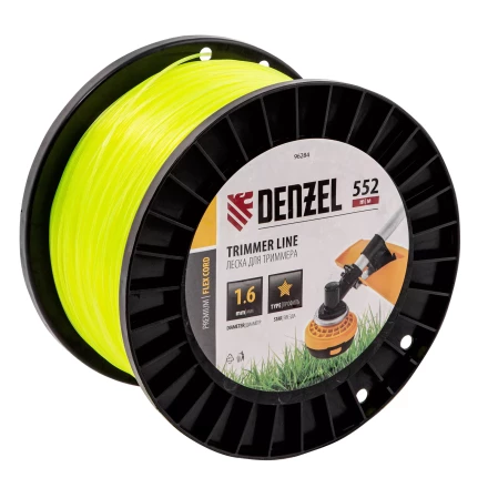 Леска для триммера звезда, 1,6мм х 552м, на DIN катушке FLEX CORD,  Denzel 96284 купить в Надыме