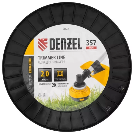 Леска для триммера двухкомпонентная витой квадрат, 2,0мм х 357м, на DIN катушке EXTRA CORD// Denzel 96822 купить в Надыме
