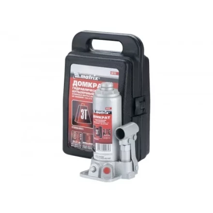 Домкрат гидравлический бутылочный 3 т h подъема 194–372 мм в пластиковом кейсе  MATRIX MASTER 50752 купить в Надыме