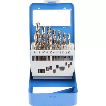 Набор ЗУБР "ЭКСПЕРТ" Свёрла "КОБАЛЬТ" по металлу, быстрорежущая сталь Р6М5К5, в мет. боксе, 1-10мм, 19шт 29626-H19-M купить в Надыме