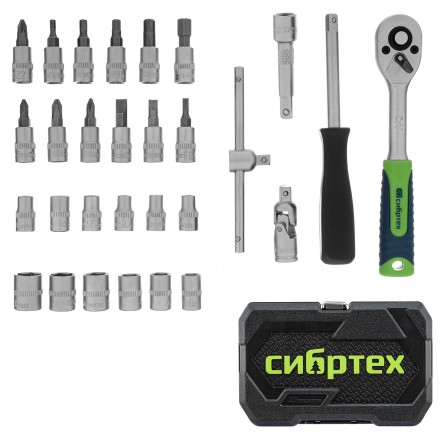 Набор инструментов Сибртех 13392, 1/4&quot;, пластиковый кейс, 29 предметов купить в Надыме