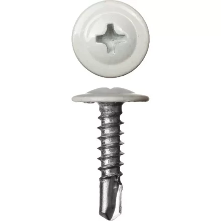 Саморезы ЗУБР с прессшайбой и сверлом по листовому металлу до 2мм, окрашенные в RAL-9003, PH2, 4,2х19мм, 450шт 300211-42-019-9003 купить в Надыме