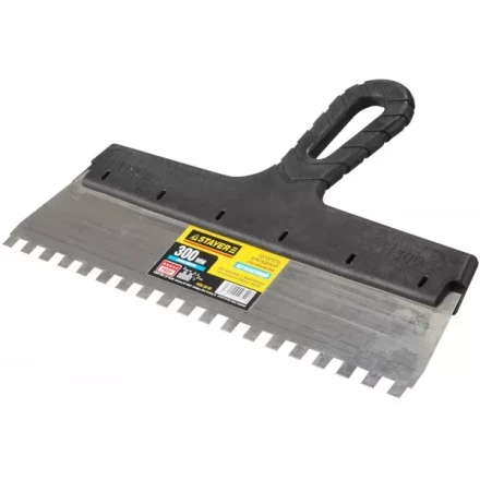 Шпатель STAYER "PROFESSIONAL" нержавеющий зубчатый с пластмассовой ручкой, 300мм, зуб 8х8мм 1009-30-08 купить в Надыме