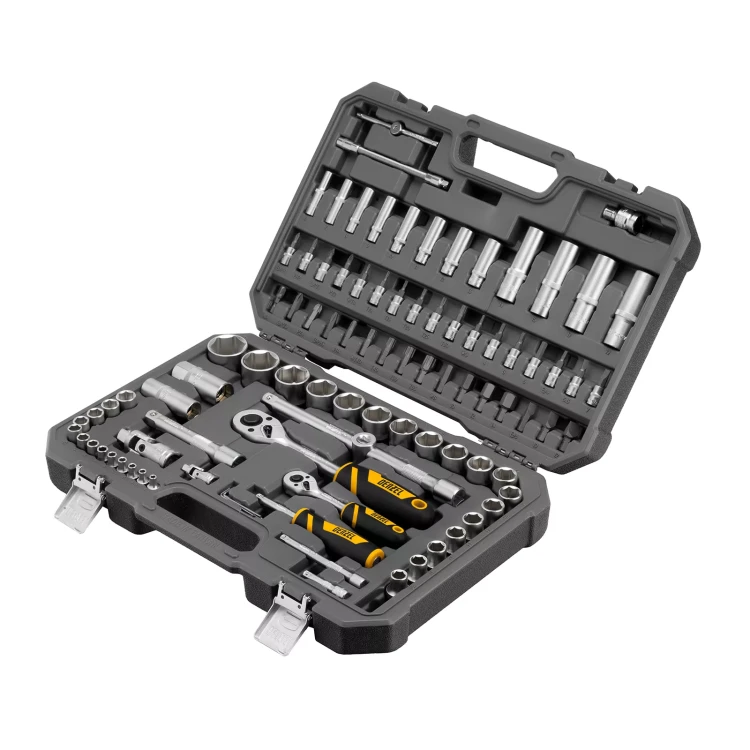 Набор инструментов Denzel 15813, 1/2", 1/4", CrV, S2, пластиковый кейс, 94 предмета купить в Надыме
