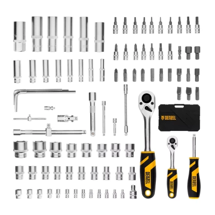 Набор инструментов Denzel 15813, 1/2", 1/4", CrV, S2, пластиковый кейс, 94 предмета купить в Надыме