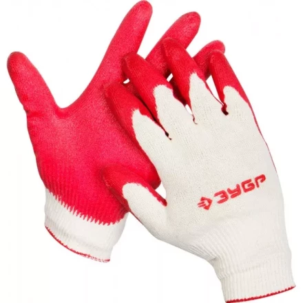 Перчатки ЗУБР "МАСТЕР" трикотажные, х/б, обливная ладонь из латекса, L-XL 11458-XL купить в Надыме