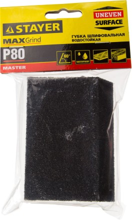 Губка шлифовальная STAYER &quot;MASTER&quot; угловая, зерно - оксид алюминия, Р80, 100 x 68 x 42 x 26 мм, средняя жесткость 3561-080 купить в Надыме