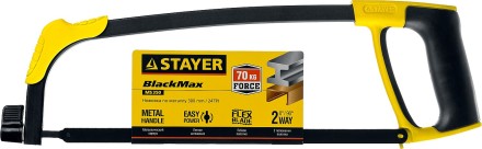 Ножовка по металлу STAYER MS350-BLACK-Max, металлическая обрезиненная рукоятка, натяжение 70 кг, 300 мм 15775 купить в Надыме