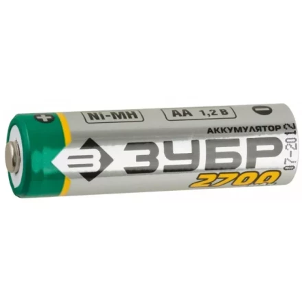 Аккумулятор ЗУБР никель-металлгидридный, тип АА, 2700мАч, 4шт на карточке 59275-4C купить в Надыме