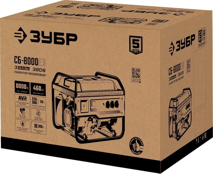 ЗУБР 8000 Вт, 380 / 220 В, бензиновый генератор с электростартером (СБ-8000Е-3) купить в Надыме
