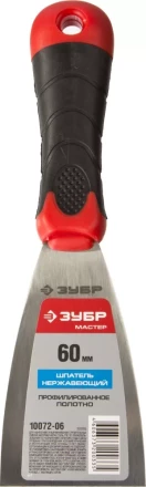 Шпатель ЗУБР "МАСТЕР", профилированное нержавеющее полотно, 2к ручка, 60мм 10072-06 купить в Надыме