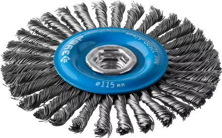 ЗУБР "ПРОФЕССИОНАЛ". Щетка дисковая для УШМ, плетеные пучки стальной проволоки 0,5мм, 115ммхМ14 35192-115_z02 купить в Надыме