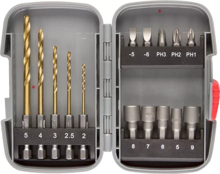 Набор ЗУБР "МАСТЕР": Насадки для шуруповерта и дрели, биты, торцовые головки, биты-сверла, 15 предметов 26055-H15 купить в Надыме