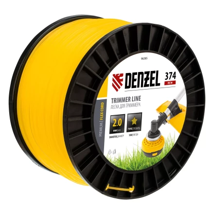 Леска для триммера звезда, 2,0мм х 374м, на DIN катушке FLEX CORD,  Denzel 96285 купить в Надыме