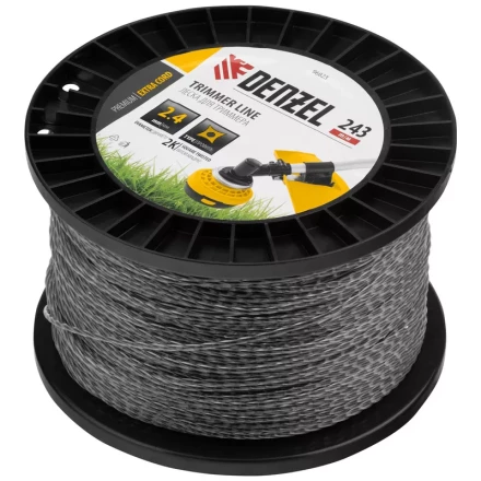 Леска для триммера двухкомпонентная витой квадрат, 2,4мм х 243м, на DIN катушке EXTRA CORD// Denzel 96823 купить в Надыме