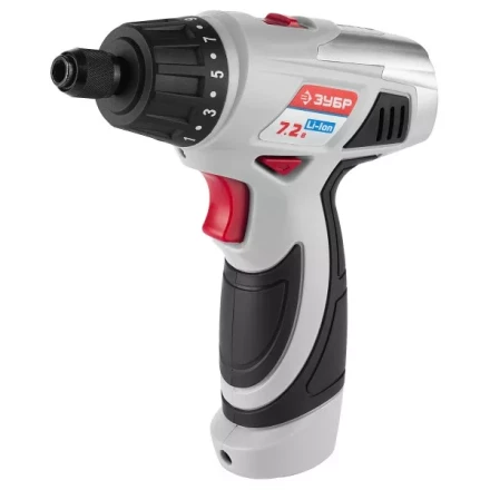 Шуруповерт ЗУБР 2-х скор,Li-Ion,реверс,15+1,зарядка 3-5ч,10мм,0-160 и 0-320об/мин,1,5А/ч,7,2В,набор бит,в блистере ЗДА-7.2-Ли Б купить в Надыме