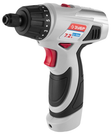 Шуруповерт ЗУБР 2-х скор,Li-Ion,реверс,15+1,зарядка 3-5ч,10мм,0-160 и 0-320об/мин,1,5А/ч,7,2В,набор бит,в блистере ЗДА-7.2-Ли Б купить в Надыме