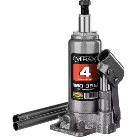 Домкрат гидравлический бутылочный, 4т, 180-355 мм, MIRAX 43260-4 43260-4 купить в Надыме