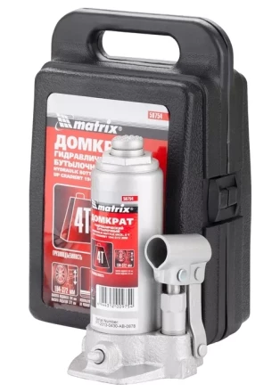 Домкрат гидравлический бутылочный 4 т h подъема 194–372 мм в пластиковом кейсе  MATRIX MASTER 50754 купить в Надыме