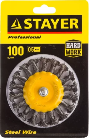 STAYER "PROFESSIONAL". Щетка дисковая для дрели, жгутированная стальная проволока 0,5мм, 100мм 35115-100 купить в Надыме