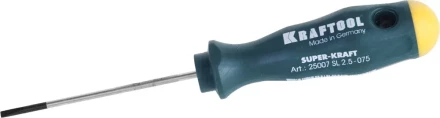 Отвертка KRAFTOOL, Cr-Mo-V закалённый стержень, двухкомпонентная противоскользящ рукоятка, SL 2,5x0,4x75мм 25007-2.5-075 купить в Надыме