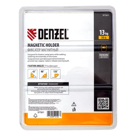 Фиксатор магнитный отключаемый для сварочных работ усилие 30 LB, 45х90 град. Denzel 97561 купить в Надыме