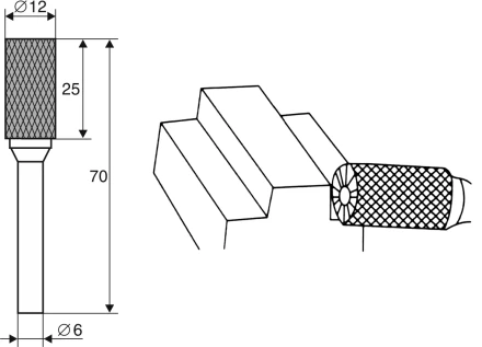 Борфреза Цилиндрическая c режущей кромкой B 6х12 Энкор 21703 купить в Надыме