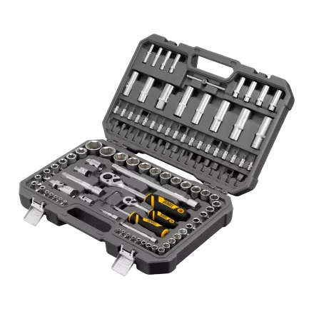 Набор инструментов Denzel 15814, 1/2", 1/4", CrV, S2, пластиковый кейс, 109 предметов купить в Надыме