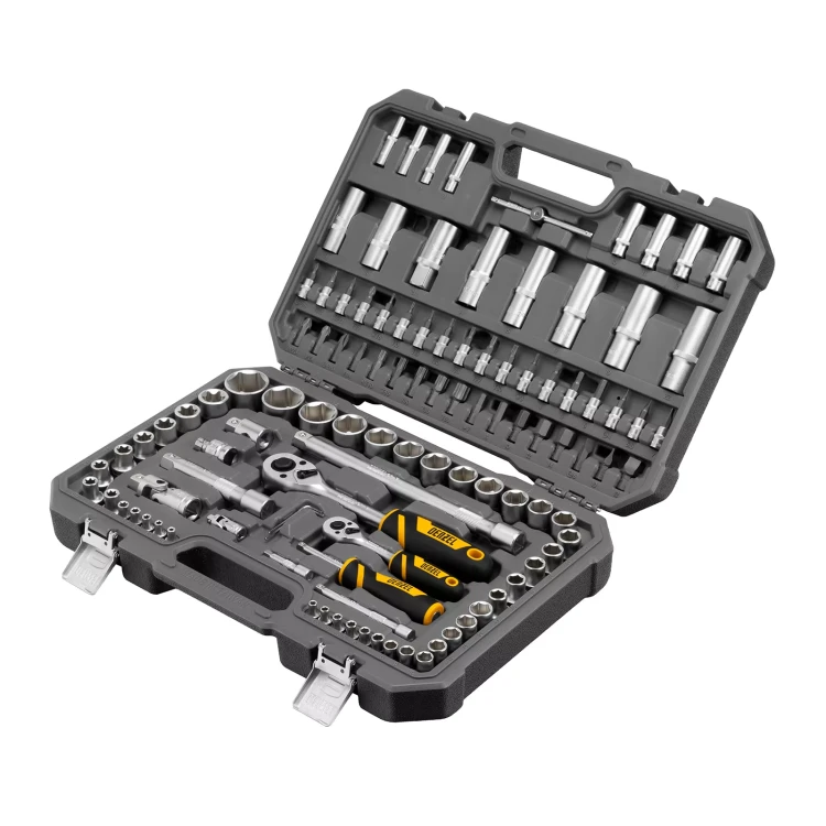 Набор инструментов Denzel 15814, 1/2", 1/4", CrV, S2, пластиковый кейс, 109 предметов купить в Надыме