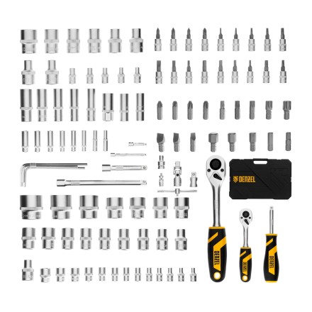Набор инструментов Denzel 15814, 1/2&quot;, 1/4&quot;, CrV, S2, пластиковый кейс, 109 предметов купить в Надыме