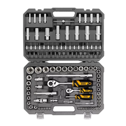 Набор инструментов Denzel 15814, 1/2", 1/4", CrV, S2, пластиковый кейс, 109 предметов купить в Надыме