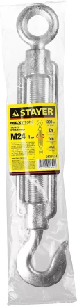 Талреп DIN 1480, крюк-кольцо, оцинкованный, М24, 1 шт, STAYER Master 30515-24 30515-24 купить в Надыме