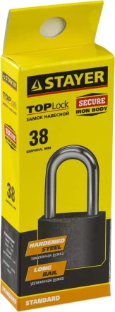 Замок STAYER "STANDARD" навесной, металлический корпус, удлиненная закаленная дужка, 38мм 37160-38-1 купить в Надыме