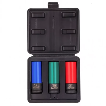 Набор головок ударных 6-гранных удлиненных для колесных дисков 17 19 21 мм 1/2" 3 предмета Stels 13953 купить в Надыме