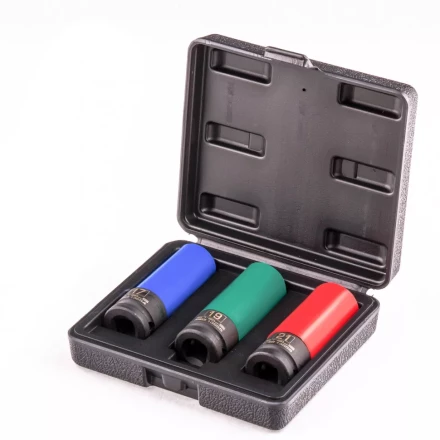 Набор головок ударных 6-гранных удлиненных для колесных дисков 17 19 21 мм 1/2" 3 предмета Stels 13953 купить в Надыме