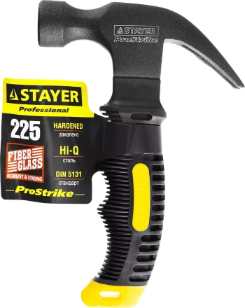 Молоток-гвоздодер "COMPACT" укороченный с фиберглассовой рукояткой, 225г, STAYER Professional 2026-225 купить в Надыме
